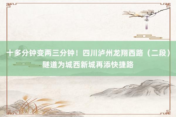 十多分钟变两三分钟！四川泸州龙翔西路（二段）隧道为城西新城再添快捷路
