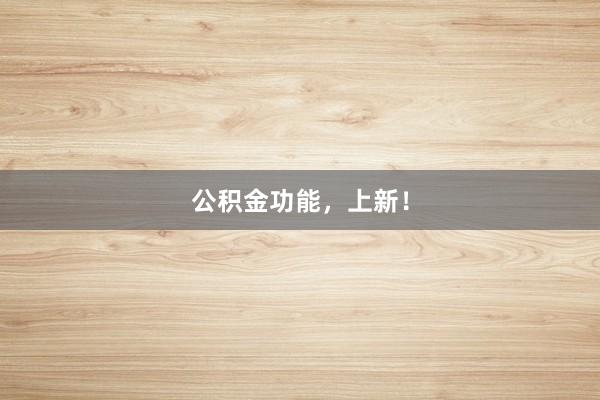 公积金功能，上新！
