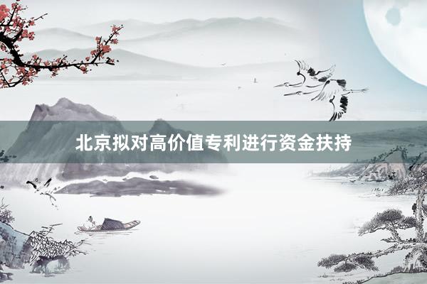 北京拟对高价值专利进行资金扶持