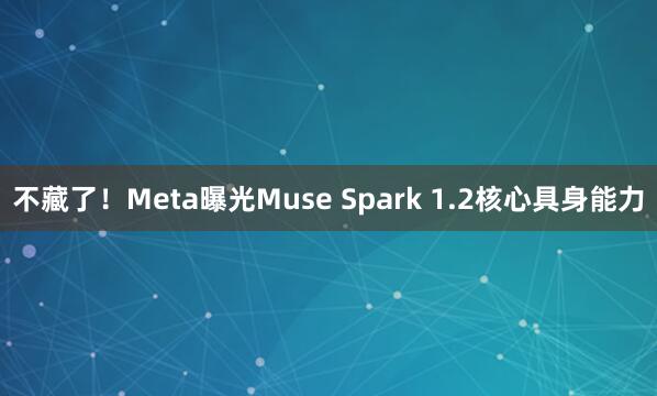 不藏了！Meta曝光Muse Spark 1.2核心具身能力
