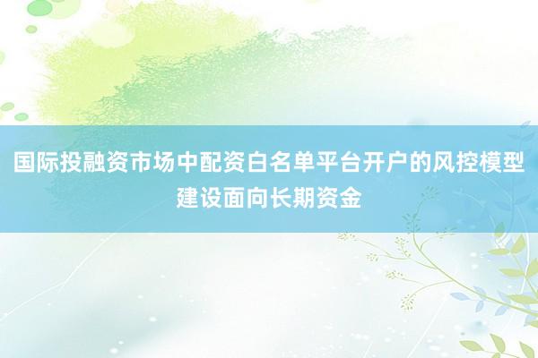 国际投融资市场中配资白名单平台开户的风控模型建设面向长期资金