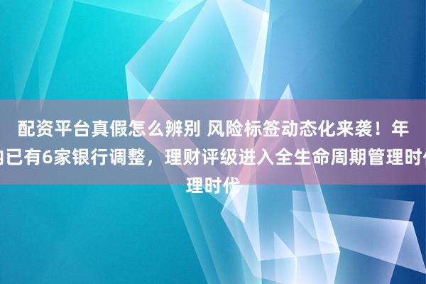 配资平台真假怎么辨别 风险标签动态化来袭！年内已有6家银行调整，理财评级进入全生命周期管理时代